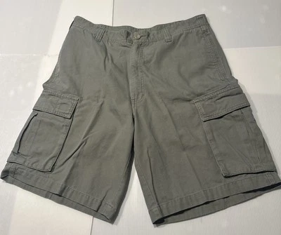 Hagar Cargo Shorts Mens 34 Khaki Gray Cotton Flat Front Casual 9.5 Inseam - Image 1 of 4