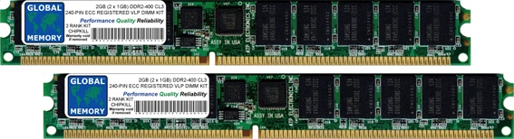 2GB (2x1GB) DDR2 400MHz PC2-3200 240-PIN ECC REGISTERED VLP RDIMM SERVER RAM KIT - Image 1 of 1
