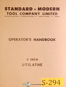 Standard Modern Tool 9 Inch, Utilathe, Operators Manual - Picture 1 of 2
