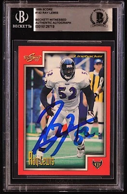 Ray Lewis Signed Autographed 1999 Score #142 Card BGS Beckett - Image 1 of 2