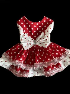 Handmade Red/white Patch Work Polkadot Dog Dress Size L Dog Clothes. - Picture 1 of 2