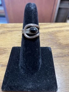 Vintage Sterling Silver Black Onyx Ring Size 8 - Picture 1 of 7