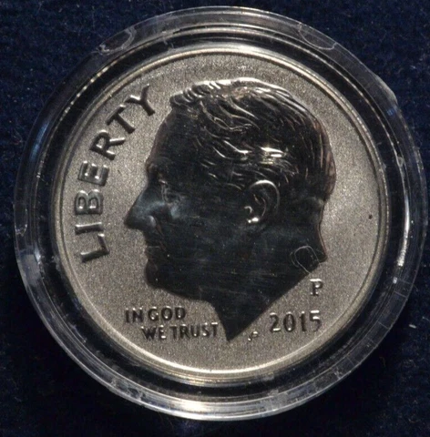 2015 P Reverse Proof Roosevelt Silver Dime in Air Tight Capsule Cover