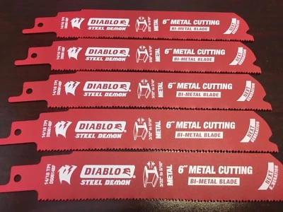 5 暗黑破坏神 6 英寸钢制双金属刀片 DS0614BF5 适合所有 DEWALT 20V SAWZALLS — 第 1/2 张图片