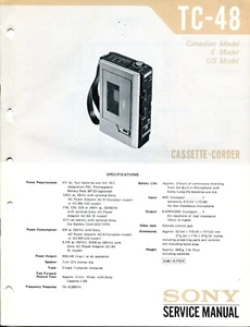 Sony Model TC-48 Cassette Corder Service Manual - Picture 1 of 3