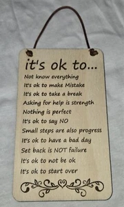 It's OK sign wood inspirational quote hanging - Picture 1 of 1