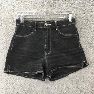 Pantalones Cortos H&M Cintura Alta Mamá Mujer 4 (en realidad 27x2.5) Negros Tiro Alto Cremallera Botón Mosca Foto 1 de 4