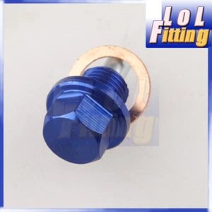 Magnetic Engine Oil Pan Drain Plug Bolt Crush Washer M14x1.5 Blue - Picture 1 of 4