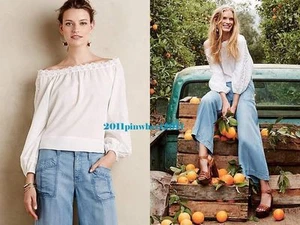 XS NUEVO CON ETIQUETAS Anthropologie Leifsdottir "Blusa Campesina Cadena" Top $138 - Imagen 1 de 6