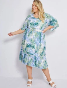 AUTOGRAPH Emerald Jewel Leave DRESS Size 22 BRAND NEW Lace Midi White Green Blue - Bild 1 von 9