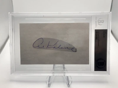 AL KALINE AUTOGRAPH CUT / INDEX CARD BECKETT BAS SLABBED TIGERS HOF - Image 1 of 2