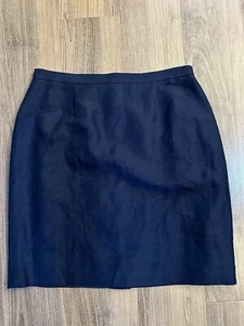 Casual Corner Annex Petite Linen Blend Lined Skirt Navy Blue Size P/12 - Picture 1 of 4