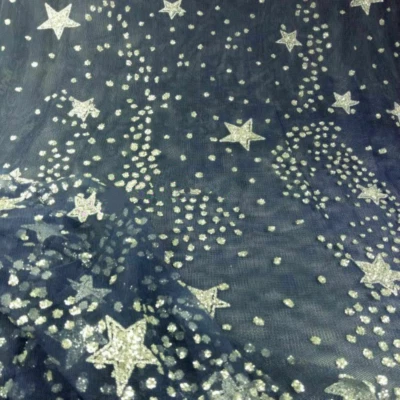 Glitter Star Sequin Mesh Fabric Shiny Sparkle DIY Tutu Skirt Wedding Dress 1M - Image 1 of 4