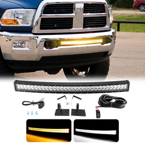 For RAM 2500/3500/4500 10-18 Amber/White Strobe 32'' Light Bar Bumper Combo Kit - Picture 1 of 10