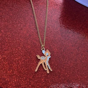 Handmade CUTE BAMBI necklace 18 inch gold plated chain free p&p - Picture 1 of 1