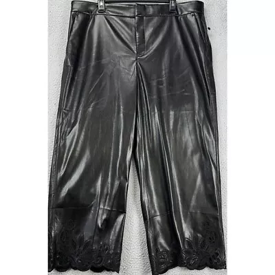 Pantalones Chicos Mujer 18 Negro Imitación Cuero Recortado Tobillo Corto Flex WB Pantalón NUEVO Foto 1 de 4