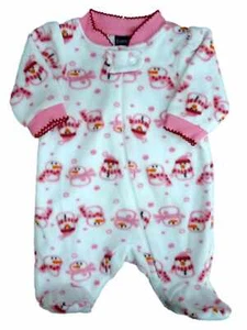F Glory Infant Girl White Fleece Sleeper Snowman Print Sleep Play Creeper NB - Picture 1 of 1