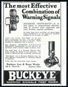 Camión de bomberos ligero Buckeye 1940 latón Roto Rays silbato anuncio impreso vintage - Imagen 1 de 7