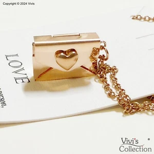 Pendant Necklace Locket Charm Envelope Love You Letter Photo Word Engraved Gifts - Picture 1 of 9