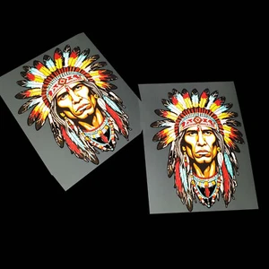 Calcomanías de vinilo reflectantes cabeza india apache pegatinas gráficos x 2 piezas estilo 2 - Imagen 1 de 3