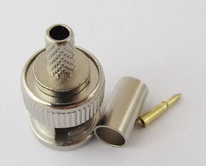 10Set Nickel Plated BNC Male Crimp RF Connector Plug for RG58 LMR195 RG142 Cable - Picture 1 of 3