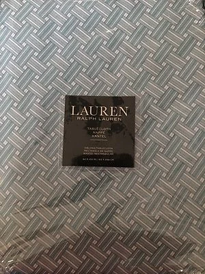 RALPH LAUREN BASKET WEAVE TURQUOISE 60" X 102" Tablecloth WIPE CLEAN OBLONG bnip - Image 1 of 4
