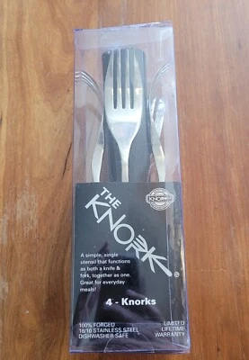 Juego de 4 tenedores de cena híbridos KNORK de acero inoxidable brillante de 7 11/16" Foto 1 de 4