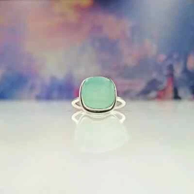 Buona Acqua Calcedonio Gemma 925 Argento Sterling Mano Anello Tutti Misura K-53 - Immagine 1 di 4