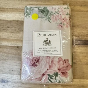 Ralph Lauren THERESE Beige Pink Floral Set Of 2 STANDARD Pillowcases New OS - Picture 1 of 5