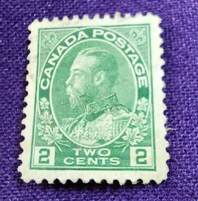 CANADA Scott NH 2¢ Green King George V Admiral Postage Stamp - Image 1 of 4