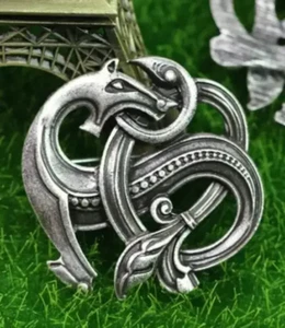 MENS OR WOMANS NORSE VIKING DRAGON LAPEL BROOCH PIN 1.6" PEWTER HIGH END - Picture 1 of 7