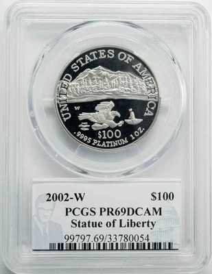 2006-W $100 Statue Of Liberty Platinum Eagle Diehl Sig PR69 DCAM PCGS 950701-3 - Image 1 of 4