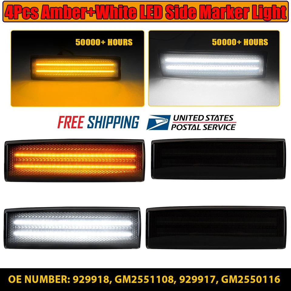 Luz marcadora frontal LED completa 4 piezas blanco ámbar para Chevrolet S10 GMC Jimmy S15 Foto 1 de 4