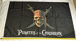 Disney Pirates Of The Caribbean Jolly Roger Skull Black Flag 35" x 59" - Picture 1 of 13
