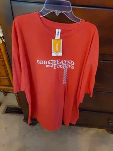 Camiseta Museo de la Creación Talla 3X "Dios creó y creo" Roja Nueva con Etiquetas - Imagen 1 de 3