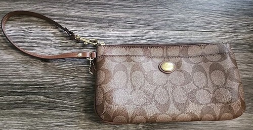 Coach Signature Peyton Dream C Go Go portafoglio da polso borsa marrone
