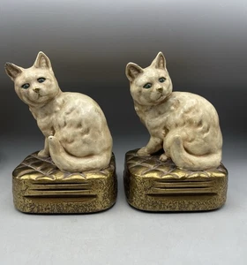 Antique Marion Bronze Enameled Cat Bookends Set Of 2 - Picture 1 of 6