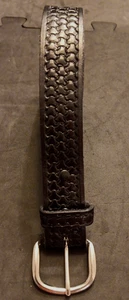 Cinturón De Colección Talla 46 Fabricante James Miklos Birdsong Cuero Negro Eslabón de Cadena Tooled - Imagen 1 de 13