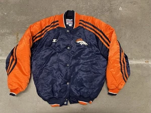 VINTAGE  Denver Broncos Pro Line Starter Snap Button Bomber Jacket Size L - Picture 1 of 3