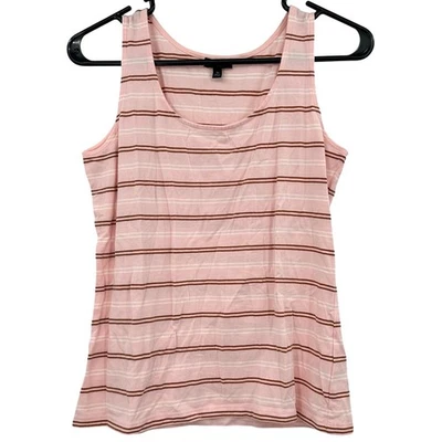 Talbots Size Small Petite Tank Top Pink Red White Striped Sleeveless Blouse - Image 1 of 4
