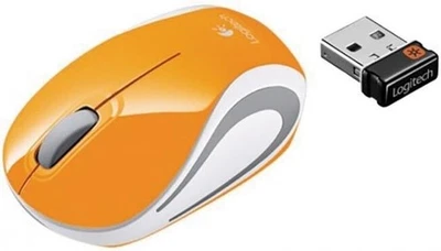 Logitech - M187 Mini Wireless Optical Ambidextrous Mouse - Orange - Image 1 of 4