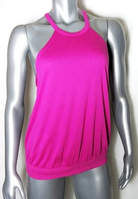 EMMA Fabletics M Berry Pink Strappy-Back Tank Top Jersey Knit Halter - Image 1 of 4