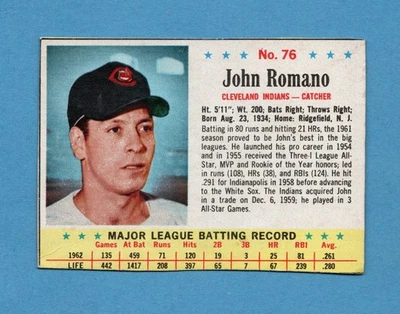 1963 Post Baseball John Romano #76 FAIR Hand Cut - Image 1 of 2
