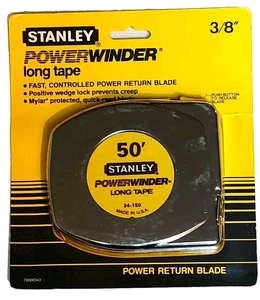 CINTA MÉTRICA STANLEY 50 FT BOBINADORA ELÉCTRICA 34-150 3/8" X 50'  - Imagen 1 de 2