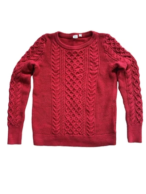 Suéter tejido con cable rojo 100 % algodón Gap para mujer vacaciones pescador talla M Foto 1 de 4