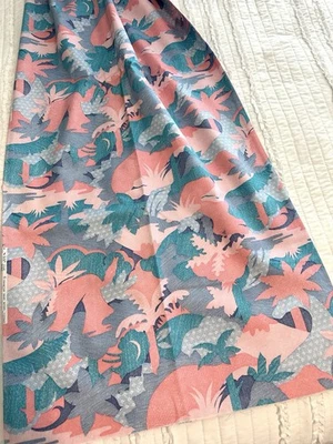 Vintage Tropical Dinosaur Palm Tree Decorator Fabric Heavier Fabric 44x111” - Image 1 of 4