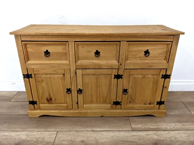 SIDEBOARD Pine Corona 3 Drawer 3 Door Shelved Cupboard FREE DELIVERY - Image 1 of 4