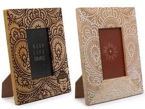 Buddha Mandala Decorated Mango Wood Photo Frame 6x4" (10x15cm) Handmade - Picture 1 of 4