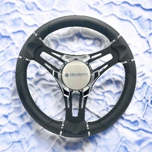 Verona Boat Steering Wheel Black Brushed Aluminum Spokes KEYED HUB - Picture 1 of 15
