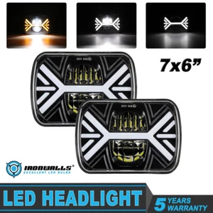 2PCS 5X7" 7x6" Inch LED Headlights Hi-Lo Beam For Ford GMC Jeep Cherokee XJ YJ - Picture 1 of 12